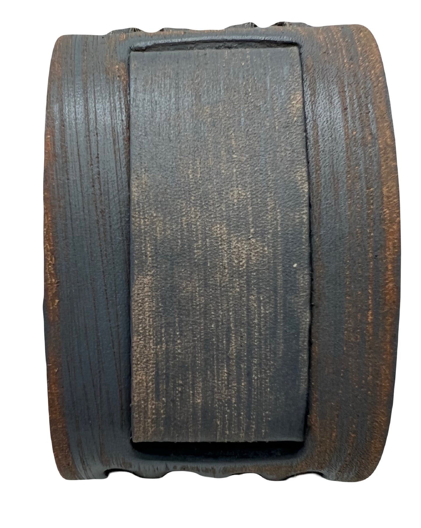 Double X Distressed Brown Leather Wide Cuff VDX_