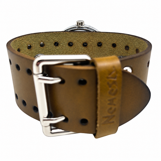 Perforated Khaki Leather Cuff