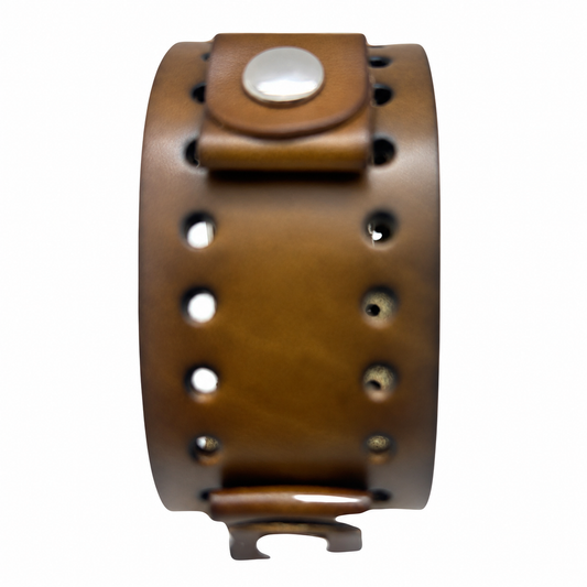 Perforated Khaki Leather Cuff