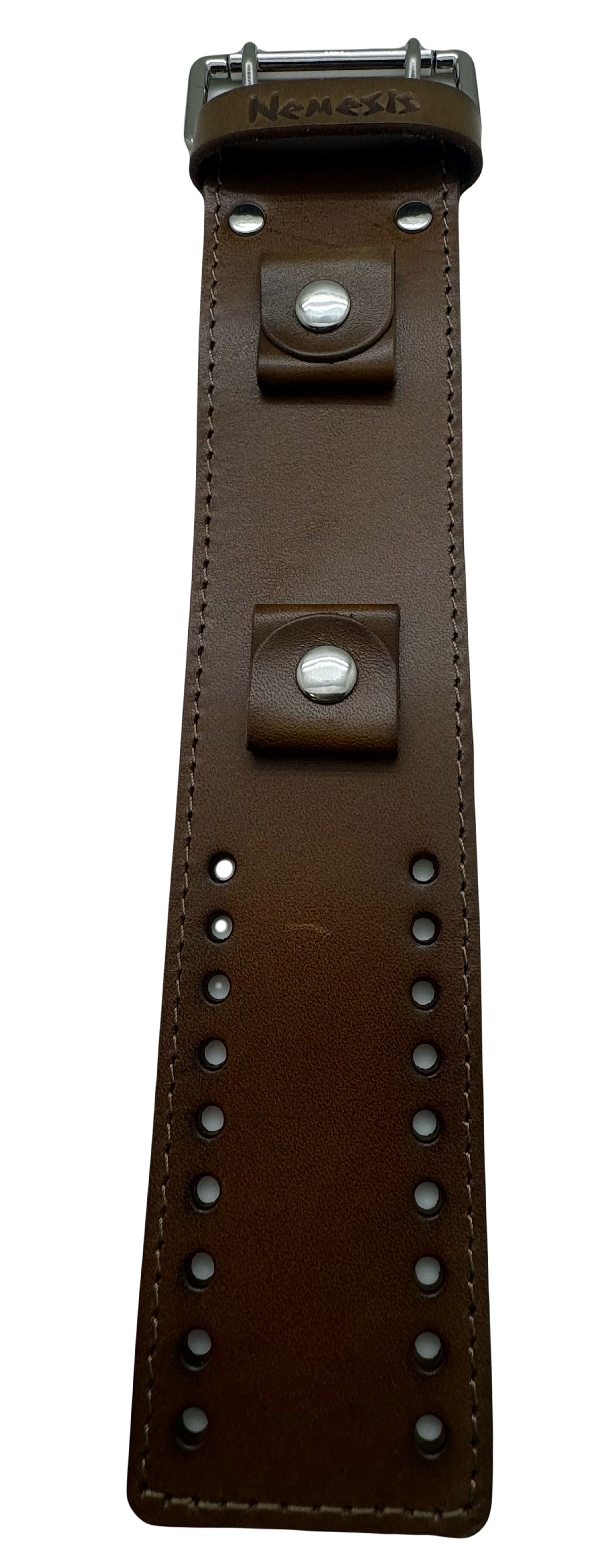 KHAKI Brown XL Stitch Leather Cuff Watch Band 24mm KHLB