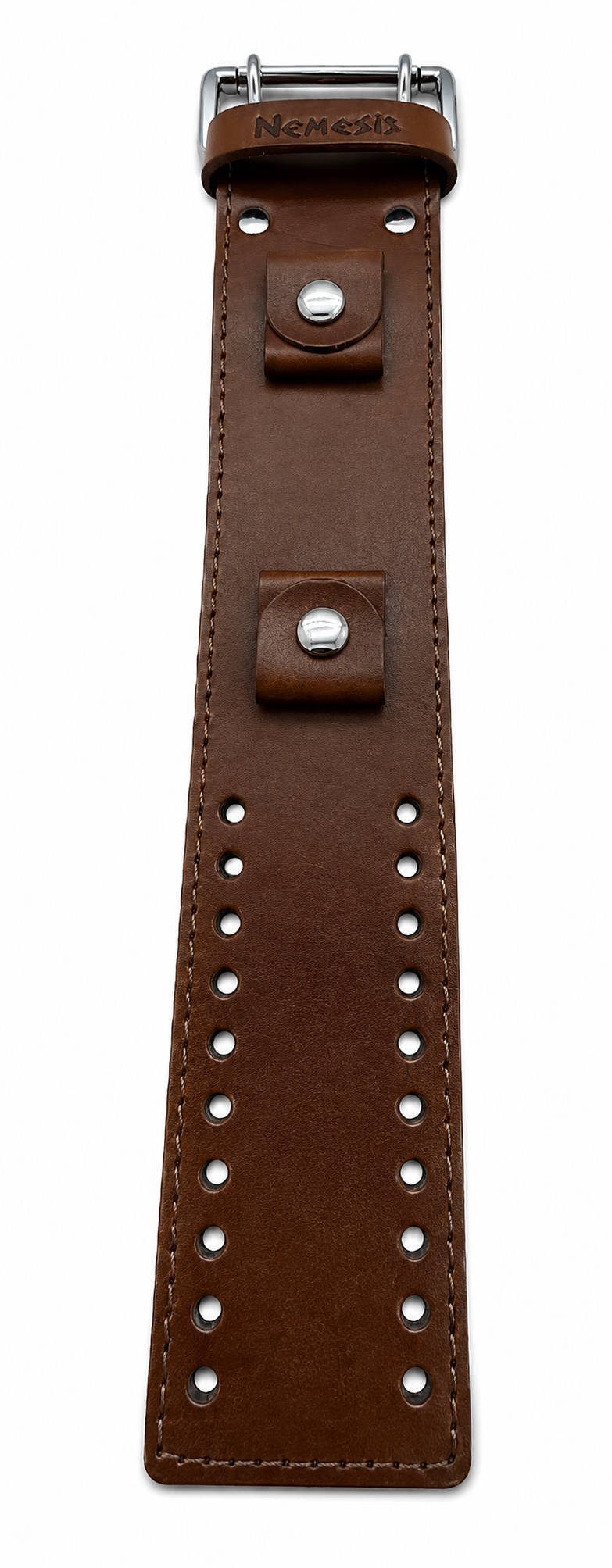 Khaki XL Stitch Leather Cuff Watch Band 24mm KHLB