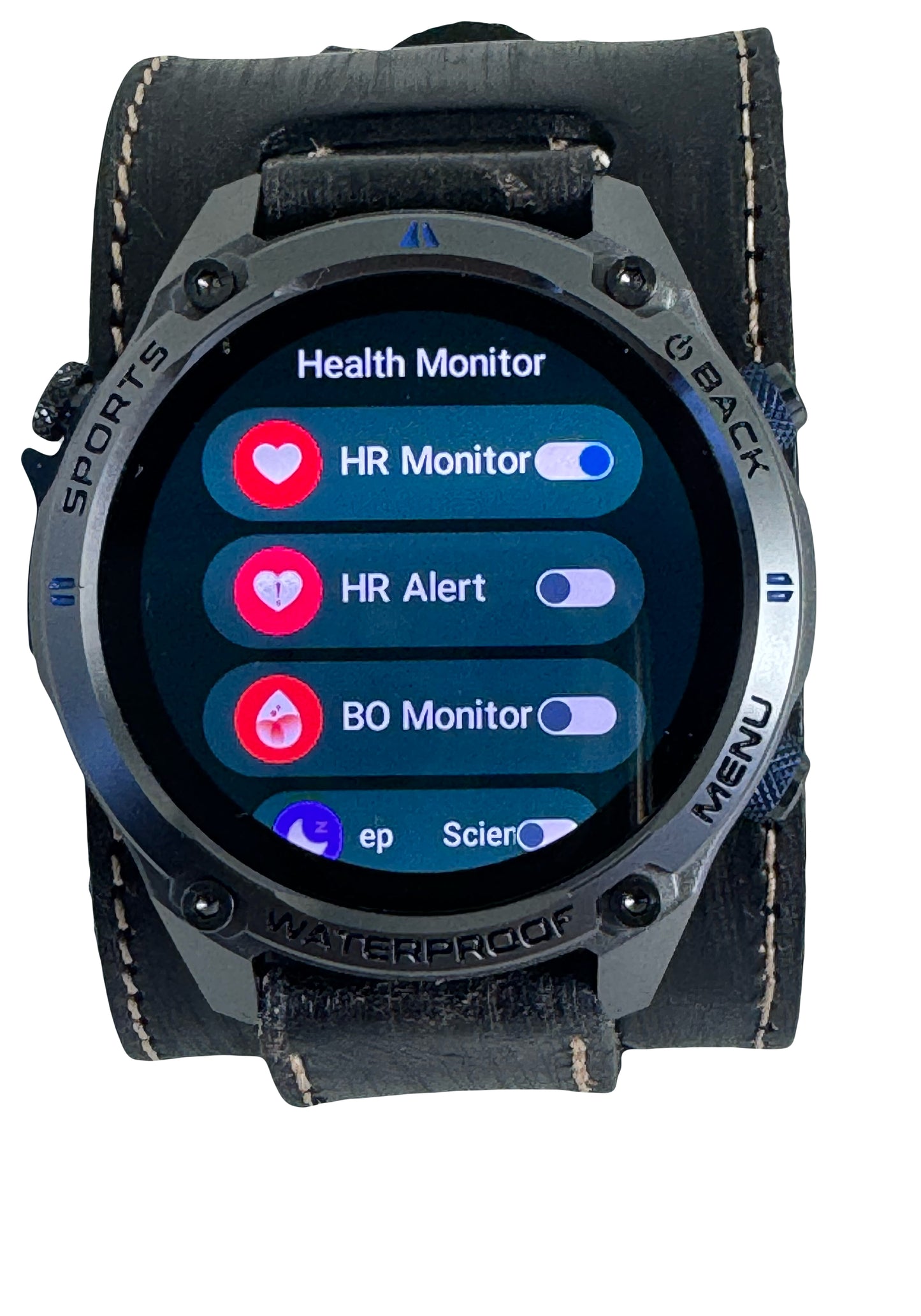 GPS25 Nemesis smart watch with vintage leather cuff band