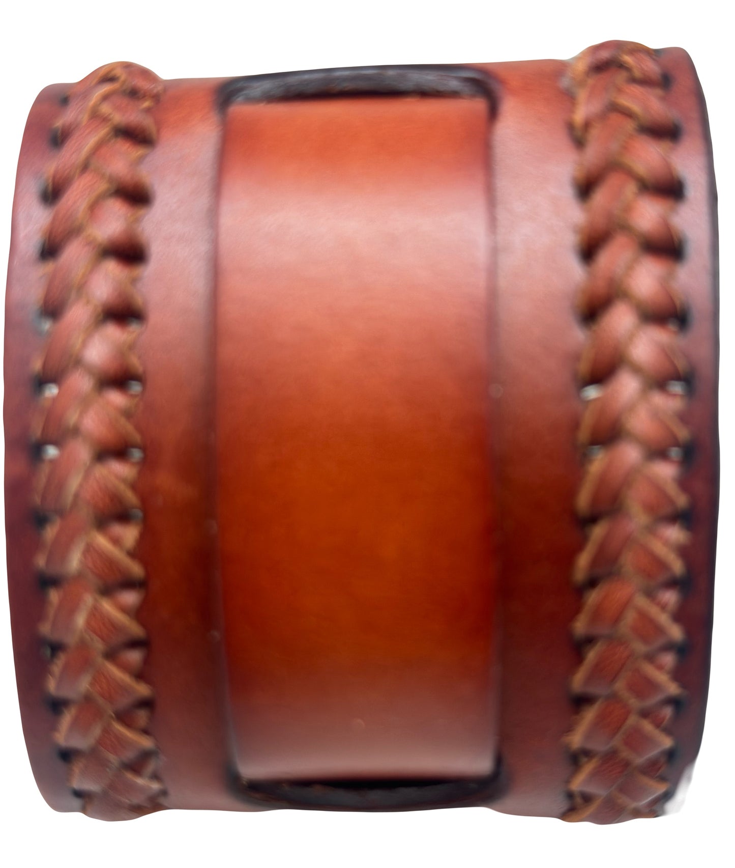 Weaved Brown Leather Wide Cuff