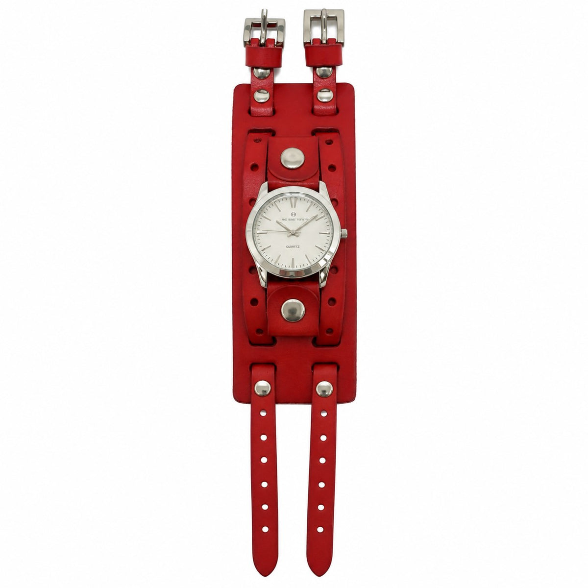 RLWB233S Gala ladies silver watch with Red 2 straps detail leather cuff band