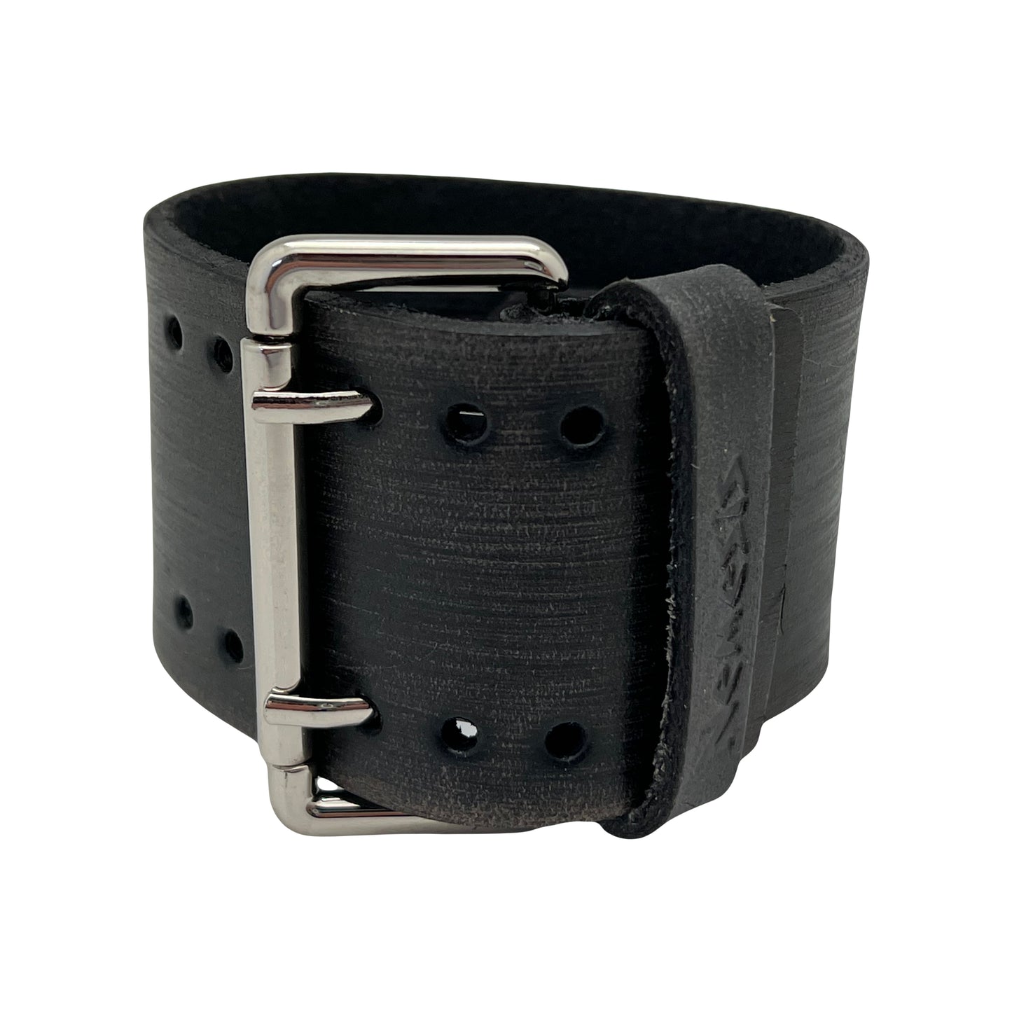 Roman DX Black Watch with Double X Distressed Black Leather Cuff
