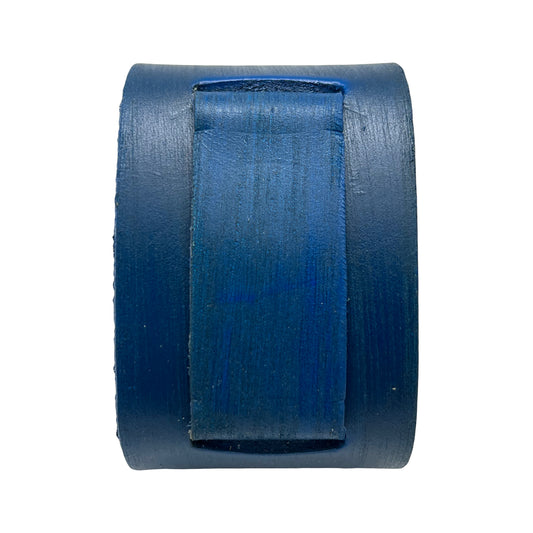 Distressed Blue Leather Wide Cuff VLIN