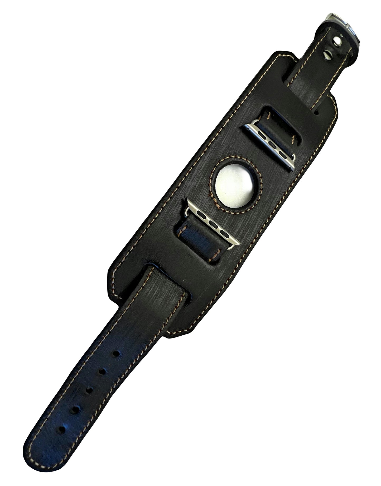Nemesis VKA smart watch Vintage brown leather cuff band with conector