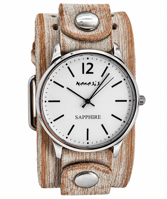 Sapphire Crystal Ladies White Watch with VWB252W Leather Cuff