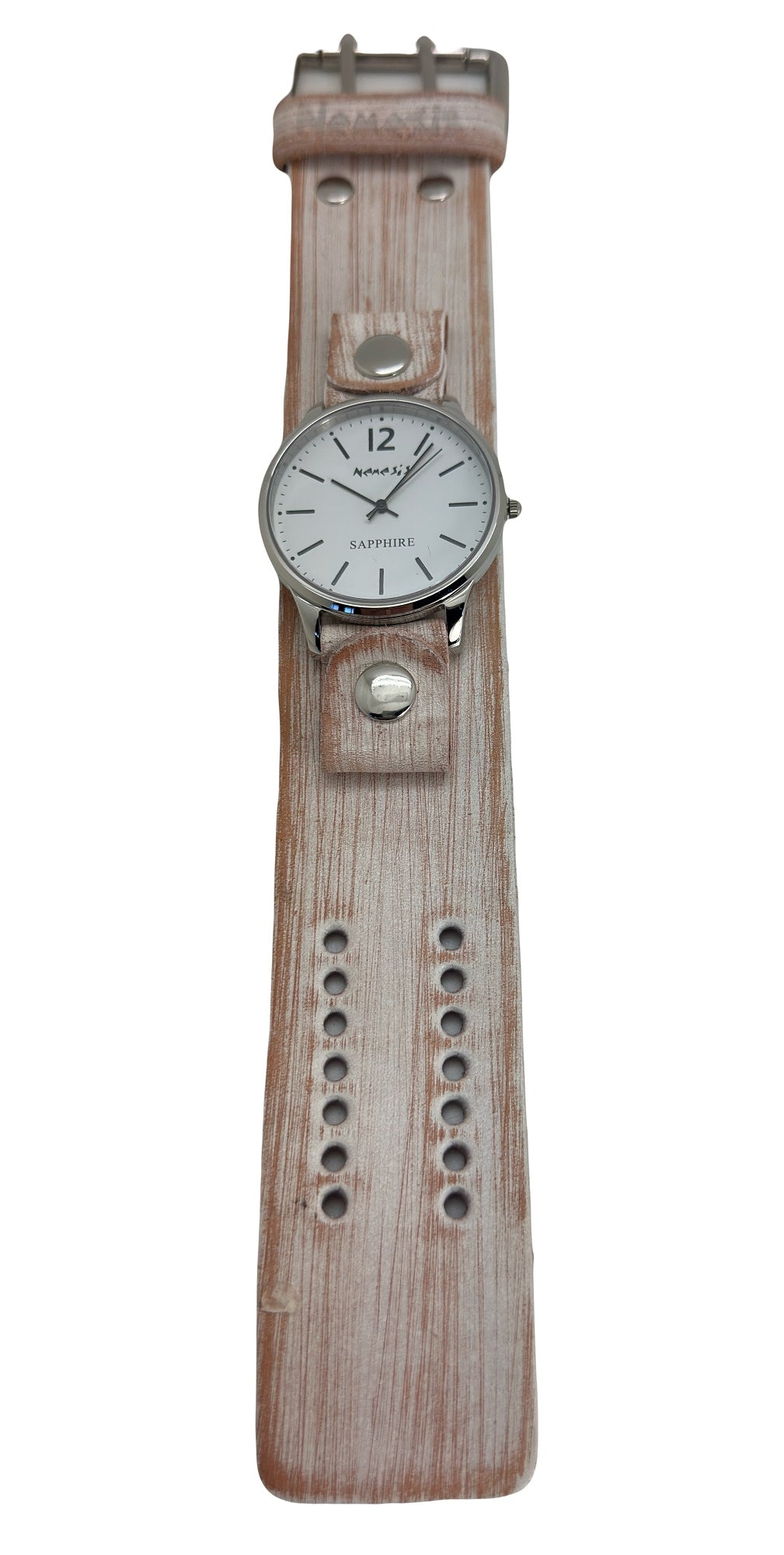 Sapphire Crystal Ladies White Watch with VWB252W Leather Cuff