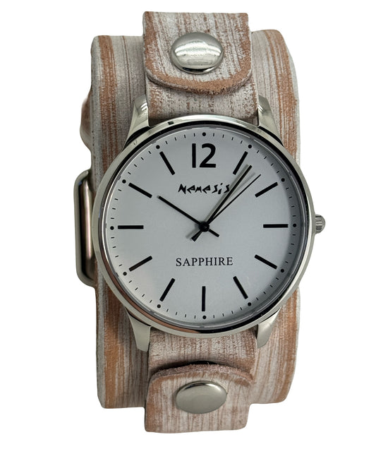 Sapphire Crystal Ladies White Watch with VWB252W Leather Cuff