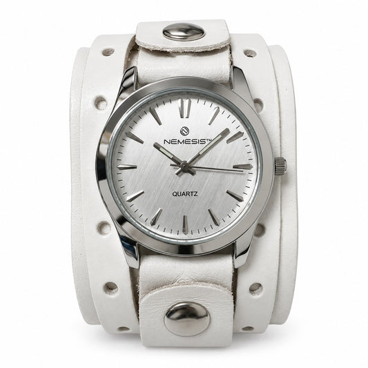 WLWB233S Gala ladies silver watch with Red 2 straps detail leather cuff band