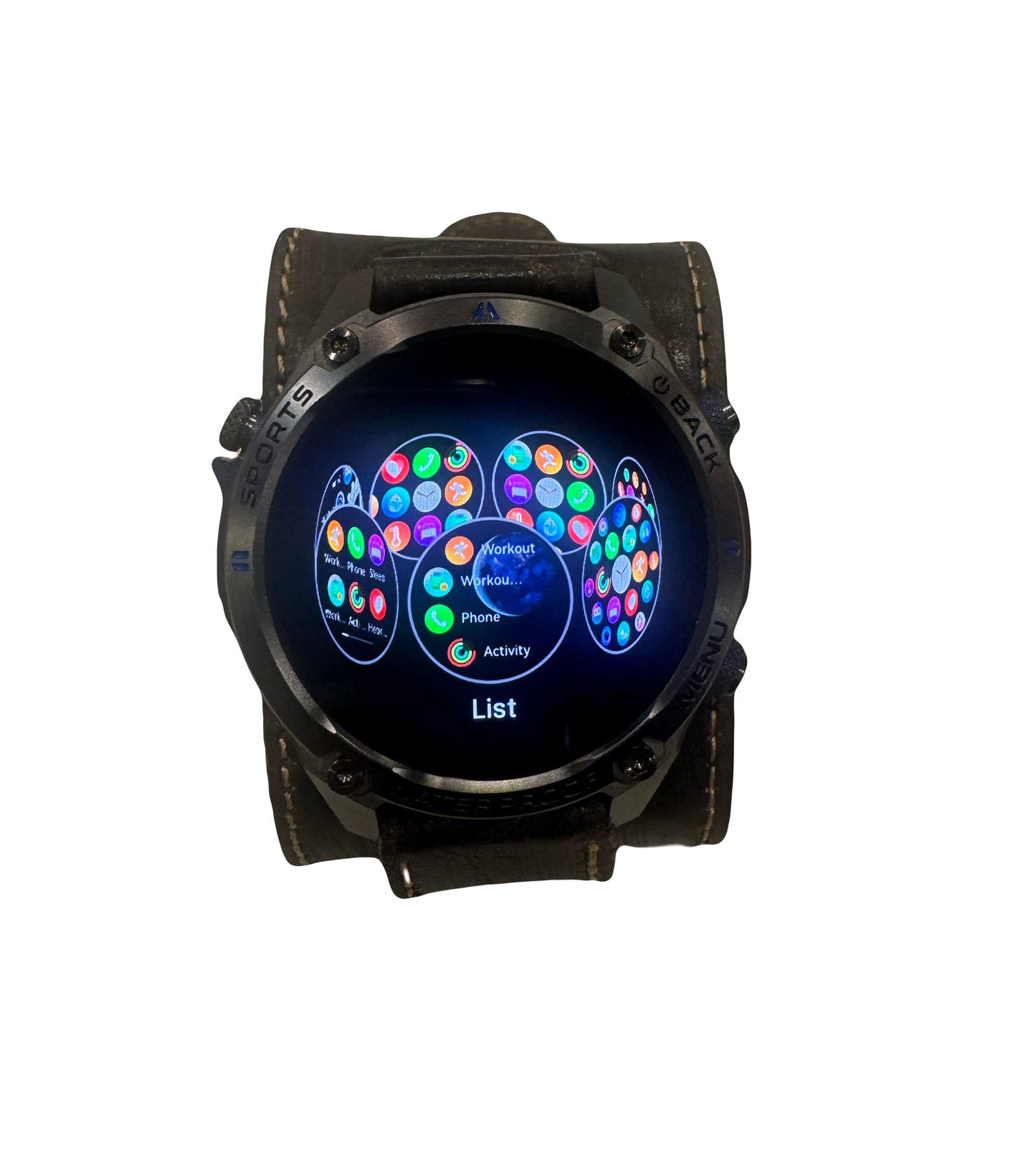 GPS25 Nemesis smart watch with vintage leather cuff band