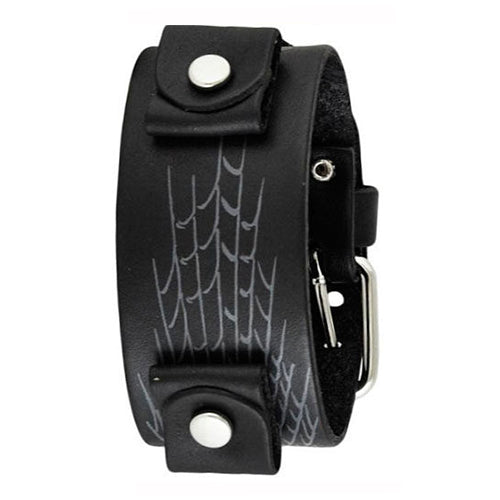 Black Spider Web Leather Cuff Watch Band 22mm SPW