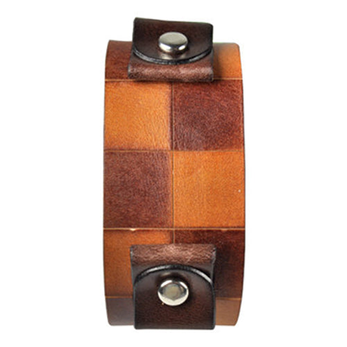 Brown Checkered Leather Cuff Band CHLB