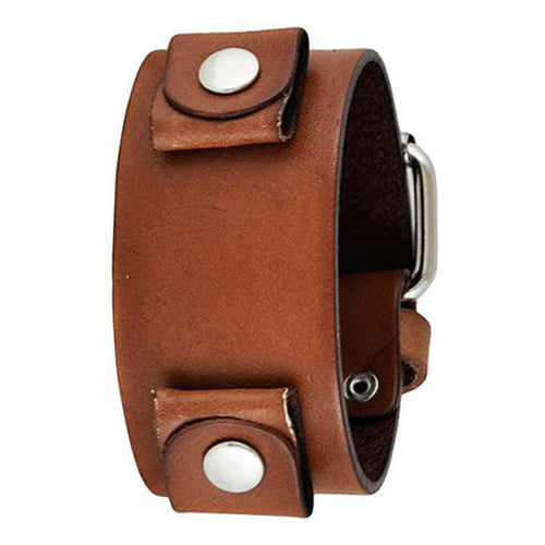 Basic Junior Size Brown Leather Cuff Watch Band 20mm BGB