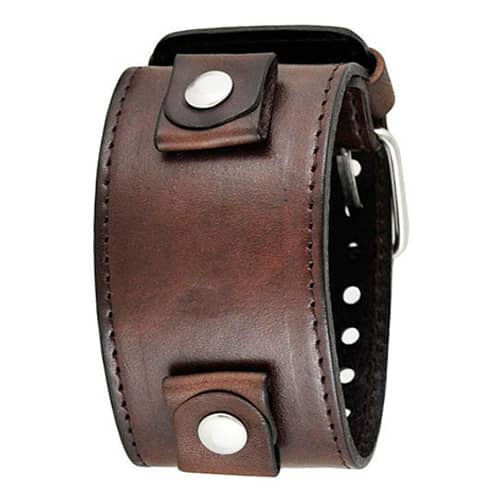 All-Dark-Brown-XL-Stitched-Leather-Cuff-Watch