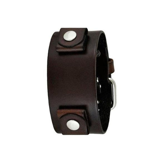 Embossed Dark Brown Leather Cuff