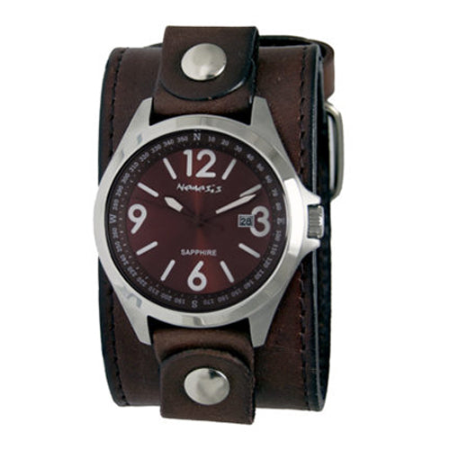 brown leather cuff watch