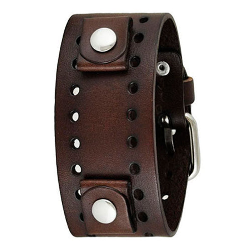 Basic Dark Brown Leather Cuff Watch Band 20mm DBN