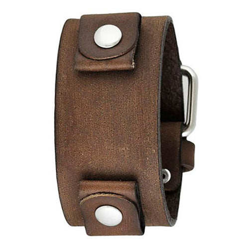Junior Size Faded Brown Leather Cuff Watch Band 20mm BFGB