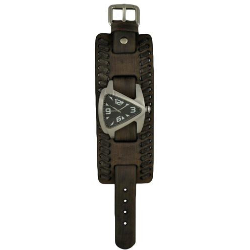 Teardrop Black Watch with cuff leather watch band