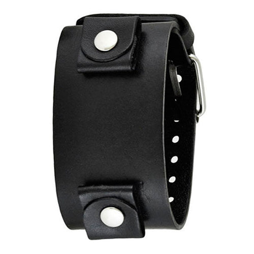 Black Wide XL Leather Cuff Watch Band 24mm LBBN