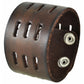 Perforated Dash Dark Brown Leather Wide Snap On Cuff