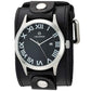 Roman DX Black Watch with Stitched Distressed Black Leather Wide Cuff