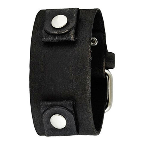 Junior Size Faded Black Leather Cuff Watch Band 20mm FGB