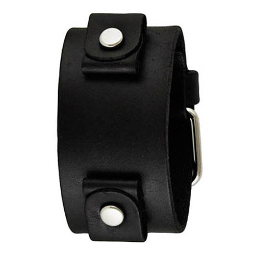 Basic Junior Size Black Leather Cuff Watch Band 20mm GB