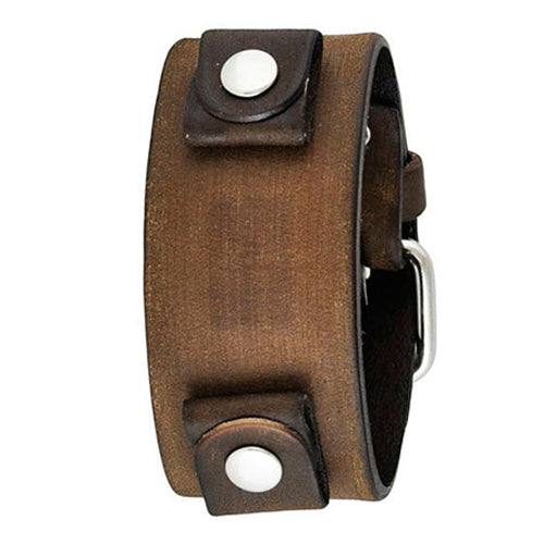 Classy Faded Brown Leather Watch Cuff Band 20mm FBNB
