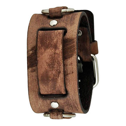 Faded Brown Ring Leather Cuff Watch Band 20-22mm BFRB