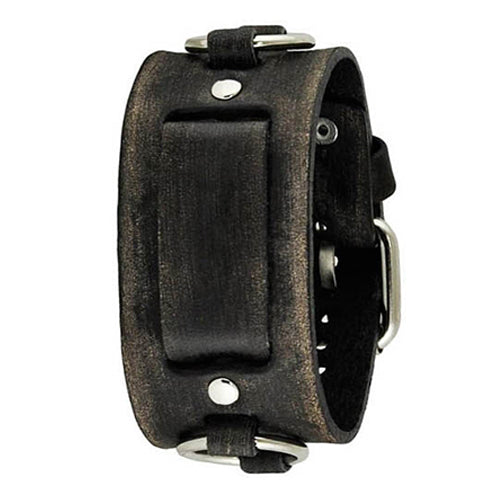 Faded Black Ring Leather Cuff Watch Band 20mm KFRB