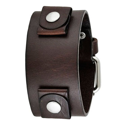 Basic Junior Size Dark Brown Leather Cuff Watch Band 20mm DBGB