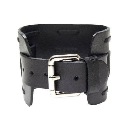 Teardrop Black Watch with X Black Leather Wide Cuff