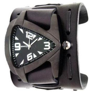 Teardrop Black Watch with X Black Leather Wide Cuff