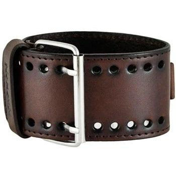 Gradient Pointium Brown Watch with Stitched Dark Brown Leather Wide Cuff