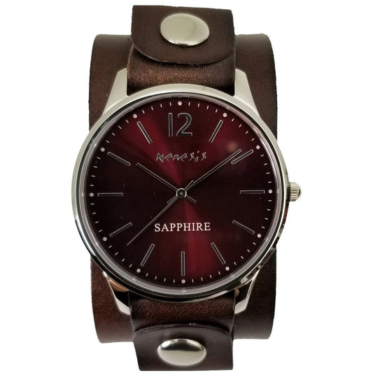 Sapphire Crystal Brown Watch with Brown Leather Cuff