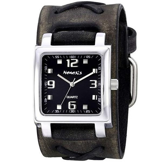 Lite SQ Black Watch with X Distressed Black Leather Cuff