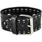 Classic Black Watch with Double White/Grey Stitched Brown Leather Cuff