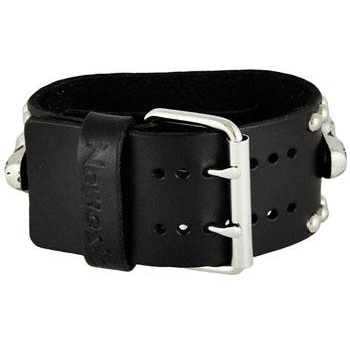Skull Black Watch with Skull Studded Black Leather Cuff