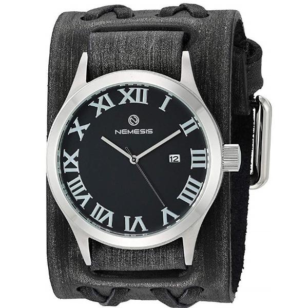 Roman DX Black Watch with Double X Distressed Black Leather Cuff