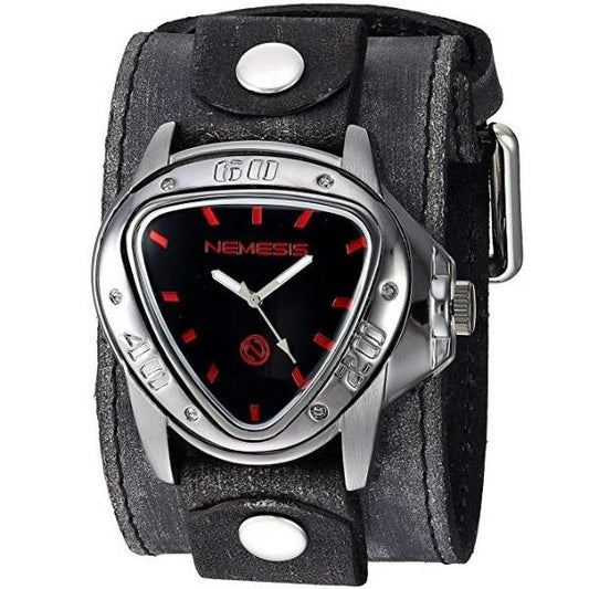 Echo Black Watch with Stitched Leather Wide Cuff