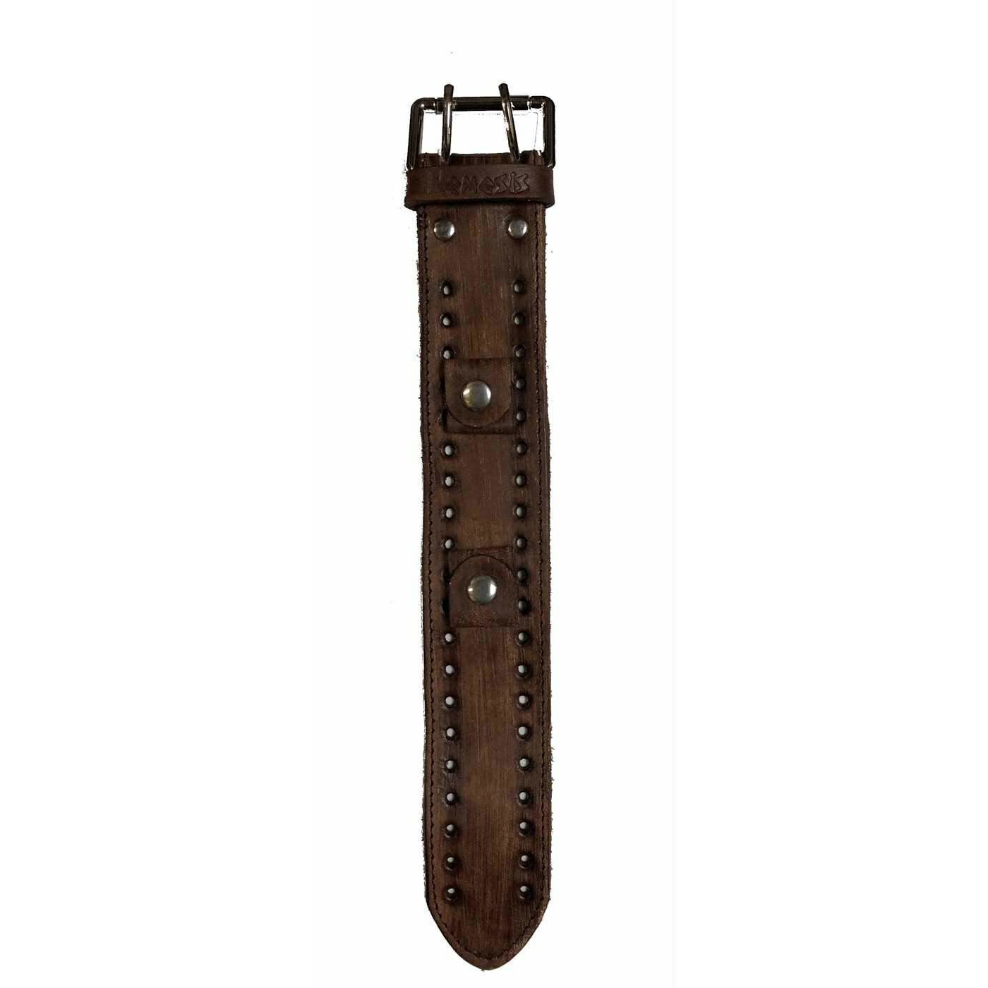 Sporty Racing Brown Watch with Stitched Perforated Distressed Brown Leather Cuff