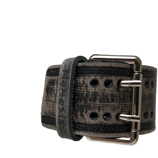 Weaved Distressed Black Leather Cuff