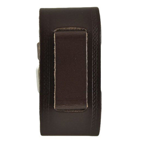 Dark Brown Medium Embossed Leather Watch Cuff Band DBHST
