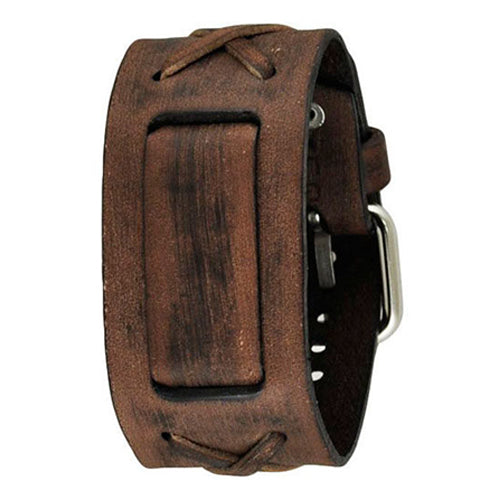 Faded Brown X Leather Cuff Watch Band 20mm BFXB