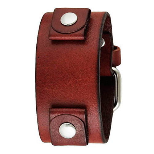 Basic Junior Size Red Leather Cuff Watch Band 20mm RGB