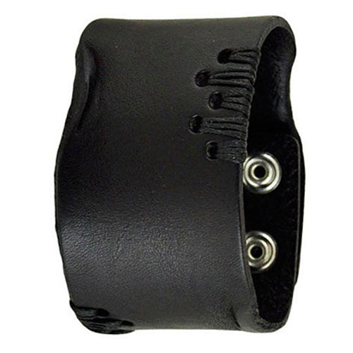 Black Side Stitch Leather Bracelet Cuff Band 507K