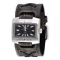 Black Racing Sport Unisex Watch with Faded Black X Leather Cuff Band 060FXB-K